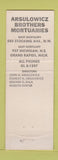 Matchbook Cover - Arsulowicz Brothers Mortuary Grand Rapids MI