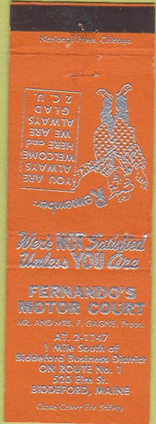 Matchbook Cover - Fernando's Motor Court Biddeford ME