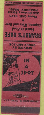 Matchbook Cover - Brandt's Cafe Roxbury MA girlie WEAR