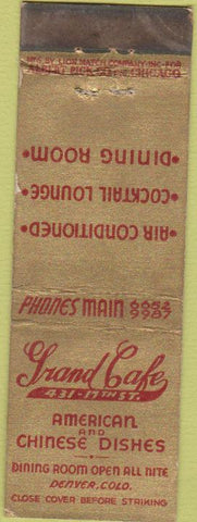 Matchbook Cover - Grand Cafe Denver CO wear