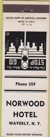 Matchbook Cover - Norwood Hotel Waverly NY