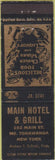 Matchbook Cover - Main Hotel Grill North Tonawanda NY