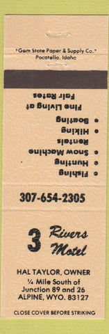 Matchbook Cover - 3 Rivers Motel Alpine WY PEACH