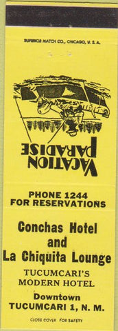 Matchbook Cover - Conchas Hotel Tucumcari NM Yellow