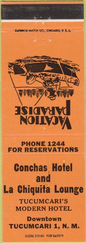 Matchbook Cover - Conchas Hotel Tucumcari NM Orange