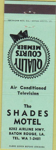 Matchbook Cover - Shades Motel Baton Rouge LA green