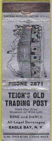 Matchbook Cover - Teich's Trading Post Eagle Bay NY WORN