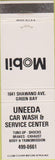 Matchbook Cover - Mobil oil gas car wash Green Bay WI