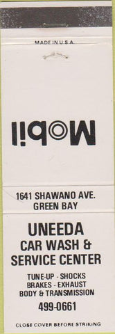 Matchbook Cover - Mobil oil gas car wash Green Bay WI