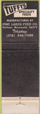 Matchbook Cover - Tuffy's Feed dog food Perham MN