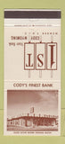 Matchbook Cover - 1st State Bank Cody WY 30 Strike