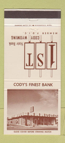 Matchbook Cover - 1st State Bank Cody WY 30 Strike