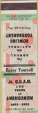 Matchbook Cover - Fraternal Organization? Bowling Pittsburgh PA 1953