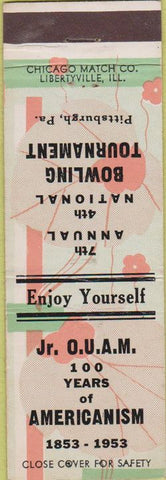 Matchbook Cover - Fraternal Organization? Bowling Pittsburgh PA 1953