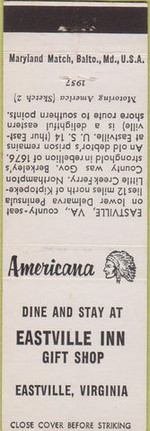Matchbook Cover - Eastville Inn VA CREASE