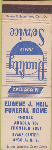 Matchbook Cover - Heil Funeral Home Angola NY