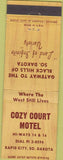 Matchbook Cover - Cozy Court Motel Rapid City SD