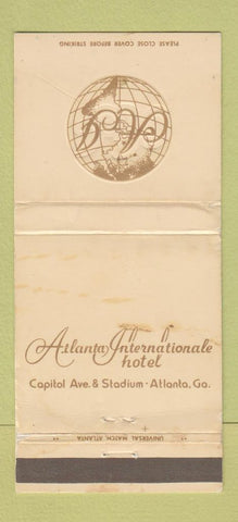 Matchbook Cover - Atlanta Internationale Hotel GA WORN 30 Strike