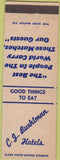 Matchbook Cover - CJ Buehlman Hotels Flint MI