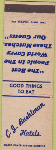 Matchbook Cover - CJ Buehlman Hotels Flint MI