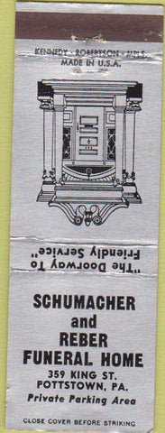 Matchbook Cover - Schumacher Reber Funeral Home Pottstown PA