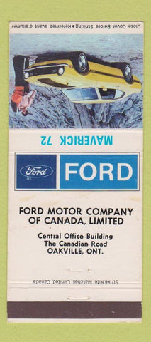 Matchbook Cover - 1972 Ford Maverick Oakville ON WEAR 30 Strike