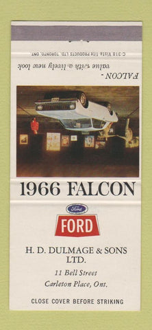 Matchbook Cover - 1966 Ford Falcon Carleton Place ON HD Dulmage 30 Strike