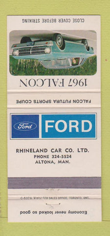 Matchbook Cover - 1967 Ford Falcon Rhineland Altona MB 30 Strike