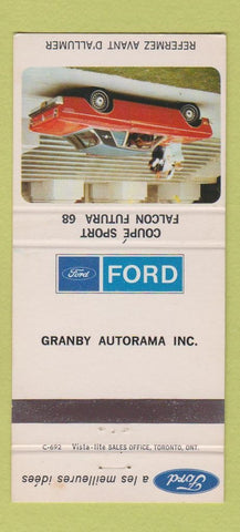 Matchbook Cover - 1968 Ford Falcon Coupe Granby QC Autorama  30 Strike