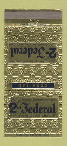 Matchbook Cover - 2nd Federal Savings and Loan Pittsburgh PA 30 Strike