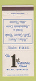 Matchbook Cover - 1st National Bank Milan TN 30 Strike