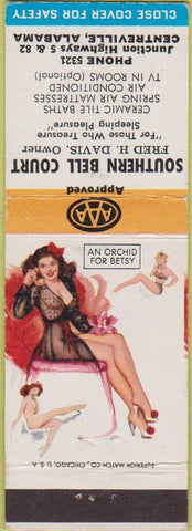 Matchbook Cover - Southern Bell Court Centreville AL pinup