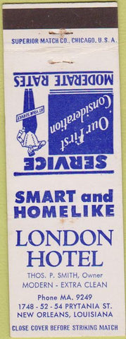Matchbook Cover - London Hotel New Orleans LA