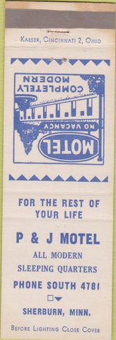 Matchbook Cover - P and J Motel Sherburn MN