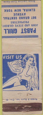Matchbook Cover - Pabst Grill Elmira NY girlie WORN