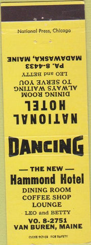 Matchbook Cover - Hammond Hotel Van Buren ME Madawaska