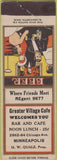 Matchbook Cover - Greater Village Cafe Minneapolis MN 30's striker wear