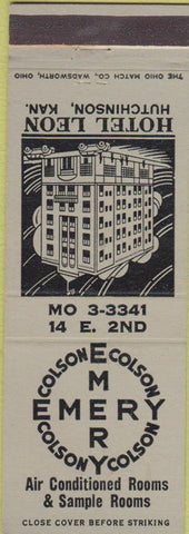 Matchbook Cover - Hotel Leon Hutchinson KS greyish