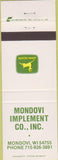 Matchbook Cover - Mondovi Implement WI John Deere Tractors
