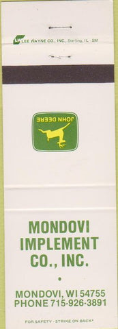 Matchbook Cover - Mondovi Implement WI John Deere Tractors