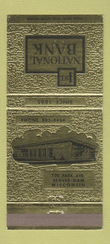 Matchbook Cover - 1st National Bank Beaver Dam WI 30 Strike