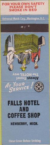 Matchbook Cover - Falls Hotel Coffee Shop Newberry MI