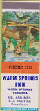 Matchbook Cover - Warm Springs Inn VA fishing scene