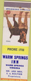Matchbook Cover - Warm Springs Inn VA Terrier