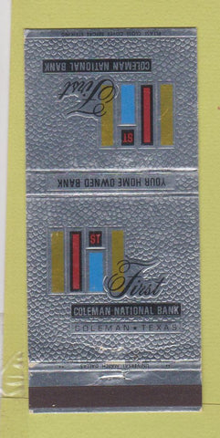 Matchbook Cover - 1st Coleman National Bank Coleman TX 30 Strike