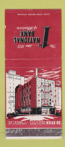 Matchbook Cover - 1st National Bank Allentown PA WORN 30 Stick
