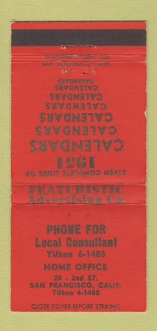 Matchbook Cover - 1951 Calendars Advertising San Francisco CA 30 Strike