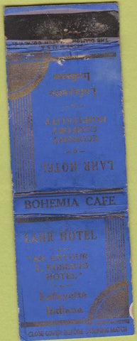 Matchbook Cover - Lahr Ghotel Lafayette IN WORN