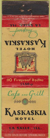 Matchbook Cover - Kaskaskia Hotel LaSalle IL WEAR