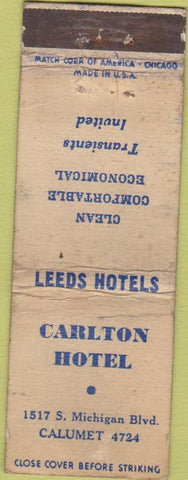 Matchbook Cover - Carlton Hotels NO TOWN WORN